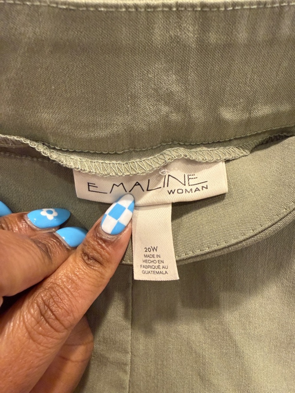 Emaline Olive Chino Ankle Pants with Button Hem - Picture 2 of 4